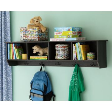 Lyiam Solid Wood Floating Shelf with Hooks Lyiam Solid Wood Floating Shelf with Hooks