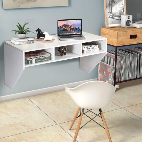 Wall Mounted Floating Computer Table Desk Storage Shelf