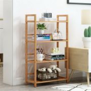 Tall 4 Tier Bamboo Wood Storage Rack Kitchen Shelving