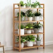 Tall 4 Tier Bamboo Wood Storage Rack Kitchen Shelving