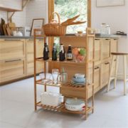 Tall 4 Tier Bamboo Wood Storage Rack Kitchen Shelving