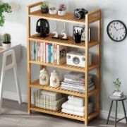 Tall 4 Tier Bamboo Wood Storage Rack Kitchen Shelving