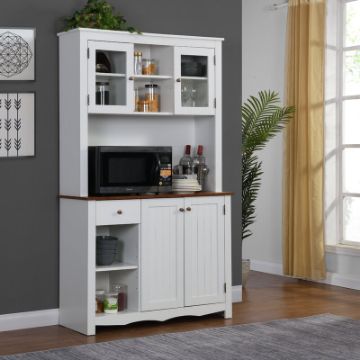 Dodwle Dining Hutch Classic Storage Cabinet with Glass Doors - Natural Wood Dodwle Dining Hutch Classic Storage Cabinet with Glass Doors - Natural Wood