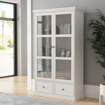 Linda - Natural Wood Cabinet with Glass Doors Linda - Natural Wood Cabinet with Glass Doors