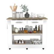 Langi Kitchen Island with Locking Wheels