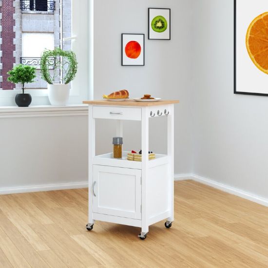 Tolia Solid Wood Kitchen Cart and Locking Wheels