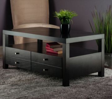 Jozlyn Natural Wood Coffee Table In Espresso Finish Jozlyn Natural Wood Coffee Table In Espresso Finish