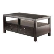 Jozlyn Natural Wood Coffee Table In Espresso Finish