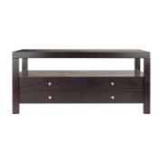 Jozlyn Natural Wood Coffee Table In Espresso Finish