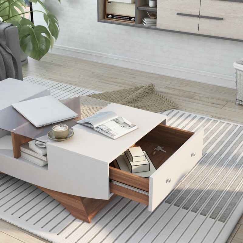 Madilynn Trestle Coffee Table with Storage