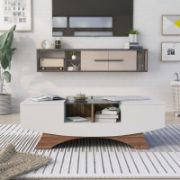 Madilynn Trestle Coffee Table with Storage