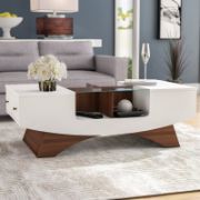 Madilynn Trestle Coffee Table with Storage