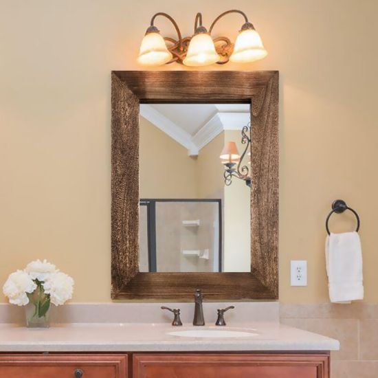 Revvvd Natural Wood Hanging Mirror For Bathroom