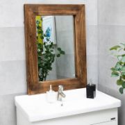 Revvvd Natural Wood Hanging Mirror For Bathroom