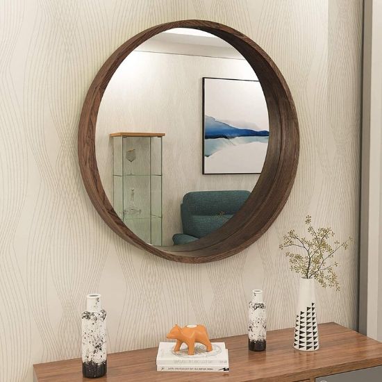 Revvvd Wall Mirror With Wood Frame Rounded