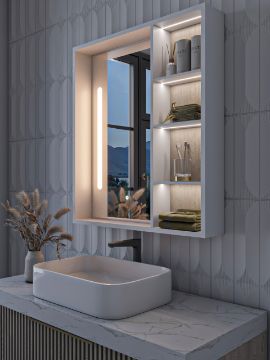 Show details for Cavea – Smart LED Bathroom Mirror Cabinet with Storage Shelves Picture of Cavea – Smart LED Bathroom Mirror Cabinet with Storage Shelves