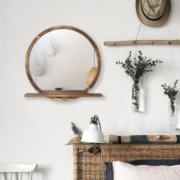 Show details for Keku Natural wood Round Mirror - Mounted Picture of Keku Natural wood Round Mirror - Mounted