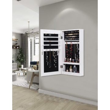 Show details for Streen White Jewelry Armoire with Mirror Picture of Streen White Jewelry Armoire with Mirror