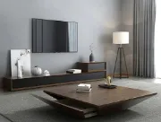 Picture of Modern Walnut TV Stand Rectangle Walnut