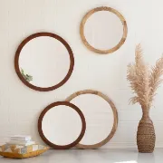 Amane Round Solid Wood Wall Mirror