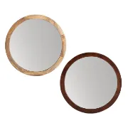 Amane Round Solid Wood Wall Mirror