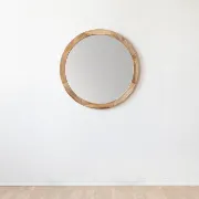 Amane Round Solid Wood Wall Mirror