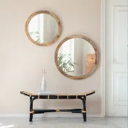 Amane Round Solid Wood Wall Mirror