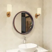 Round Wood Wall Mirror