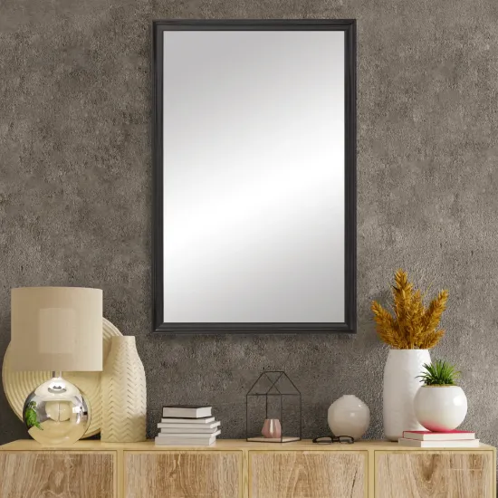 Geneva Black Framed Wall Mirror  Rectangular Vanity Mirror