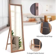 BEAUTYPEAK Full Length Mirror Wood Frame Floor Mirror Standing Mirror