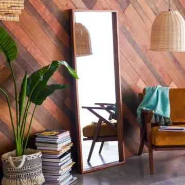 Brown Rectangle Wood Leaner Mirror Brown Rectangle Wood Leaner Mirror