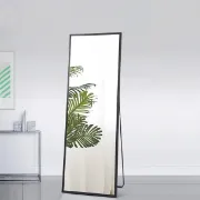 Floor Mirror Free Standing Dressing Mirror with Black Aluminum Alloy Frame