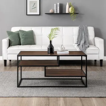 Show details for Stekla Metal and Wood Coffee table with two shelves Picture of Stekla Metal and Wood Coffee table with two shelves