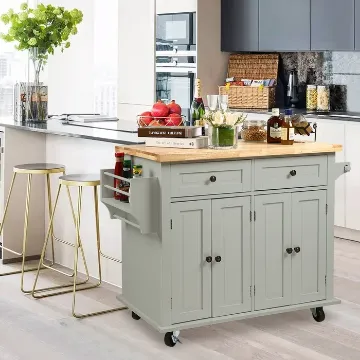 43 Wide Rolling Kitchen Island with Solid Wood Top 43 Wide Rolling Kitchen Island with Solid Wood Top