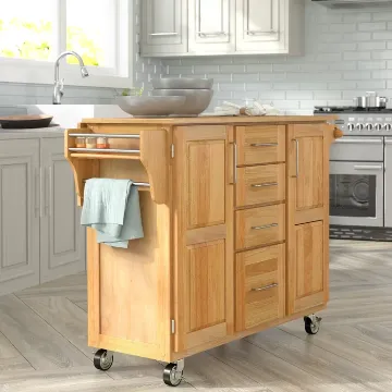 Aadham 52.5'' Wide Rolling Kitchen Cart Aadham 52.5'' Wide Rolling Kitchen Cart