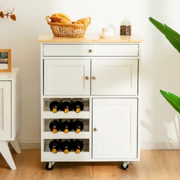 26.5'' Wide Rolling Kitchen Island with Solid Wood Top 26.5'' Wide Rolling Kitchen Island with Solid Wood Top