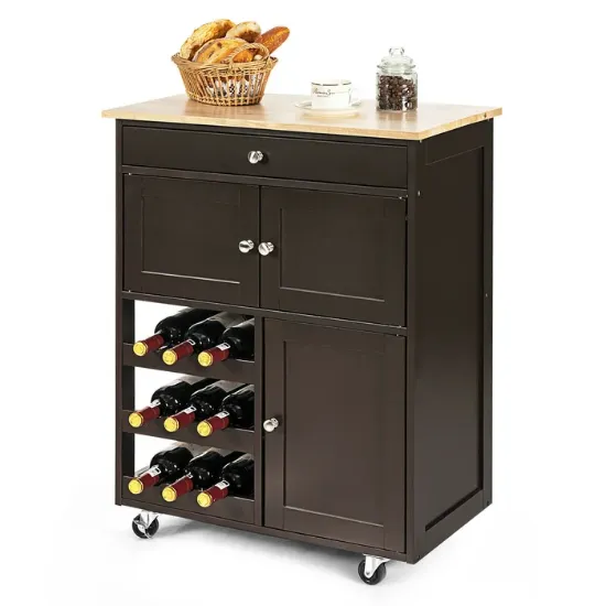 26.5'' Wide Rolling Kitchen Island with Solid Wood Top