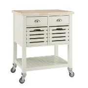 Auberon Wide Rolling Kitchen Cart with Solid Wood Top