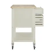 Auberon Wide Rolling Kitchen Cart with Solid Wood Top