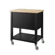 Auberon Wide Rolling Kitchen Cart with Solid Wood Top