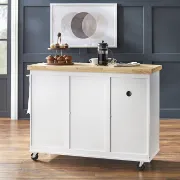 Drolet 48'' Wide Rolling Kitchen Cart with Solid Wood Top