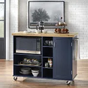 Drolet 48'' Wide Rolling Kitchen Cart with Solid Wood Top