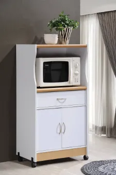 Sandy – Kitchen Trolley with Wheels, Drawers & Cabinets – Natural Wood Sandy – Kitchen Trolley with Wheels, Drawers & Cabinets – Natural Wood