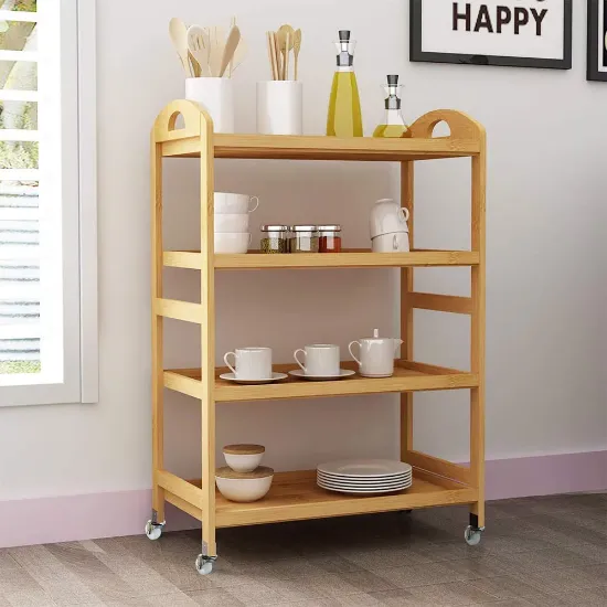 Soges 4-Tier Kitchen Storage Shelf Rolling Kitchen Cart Movable Storage