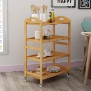 Soges 4-Tier Kitchen Storage Shelf Rolling Kitchen Cart Movable Storage