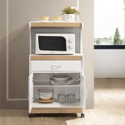 Pemberly Row Wood Microwave Kitchen Cart with Open Storage in Black Beech