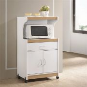 Pemberly Row Wood Microwave Kitchen Cart with Open Storage in Black Beech