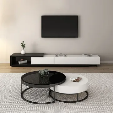 Quoint Modern TV Stand Retracted & Extendable 3-Drawer Media Console for TV Quoint Modern TV Stand Retracted & Extendable 3-Drawer Media Console for TV