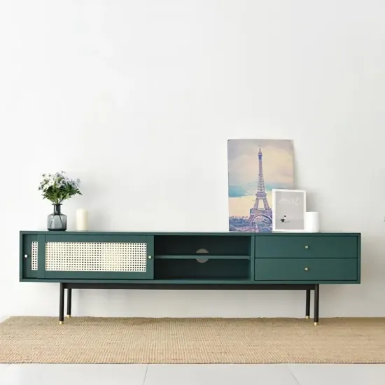 Ratta Modern Green TV Stand for 70 inch TV with 2 Drawers & 2 Doors