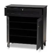 Dark Gray 12 Pairs Manufactured Wood Shoe Storage Cabinet